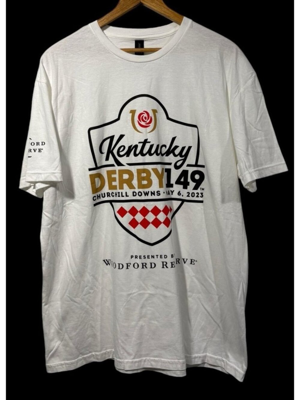 2023 Kentucky Derby 149 White T-Shirt Adult Sz XL Woodford Reserve